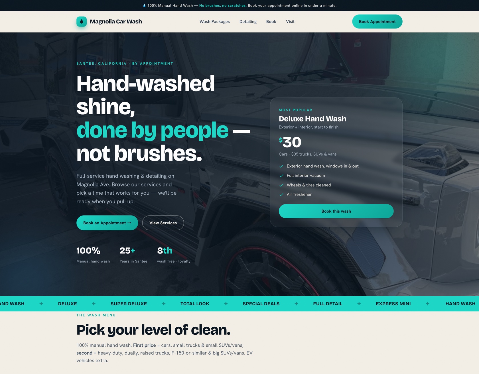Magnolia Car Wash booking site